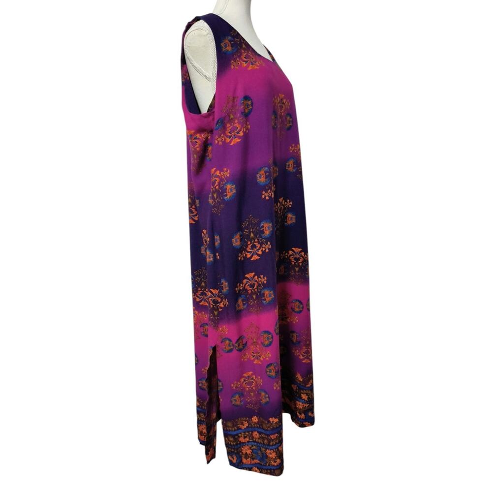 Vtg Worthington Colorful Maxi Dress Size 18 Floral Teacher Artsy Lagenlook Pink - Picture 3 of 9